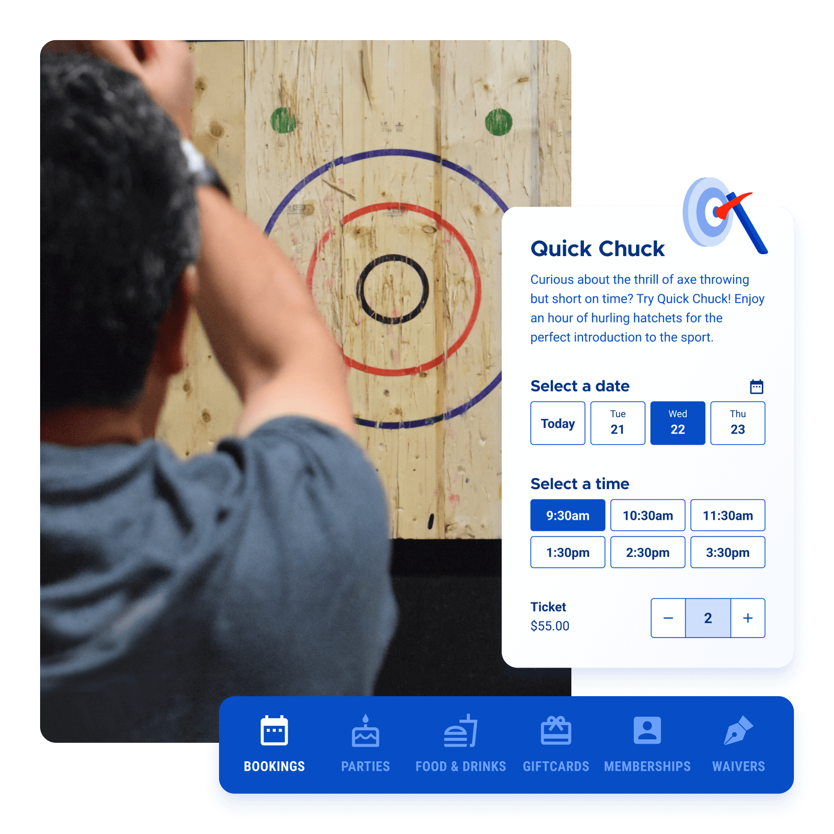 Axe throwing venue management software